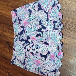Lilly Pulitzer Navy and Pink Mini Skirt Size 6